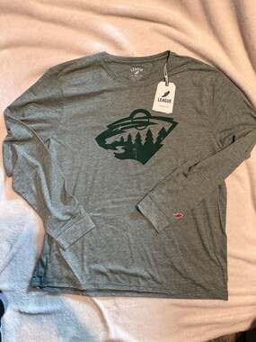 League 91 Minnesota Wild Men's Heather Green Long Sleeve Recycled Material Graph